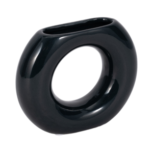 Vaso in ceramica a forma di ciambella, nero, decorazione moderna per soggiorno, camera da letto, ufficio, design d'interni per la casa - Product Image 3