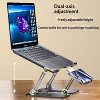 Support de refroidissement silencieux pliable double usage pour ordinateur portable et téléphone portable avec ventilateur pour ordinateur portable de jeu, rehausseur de refroidissement par air