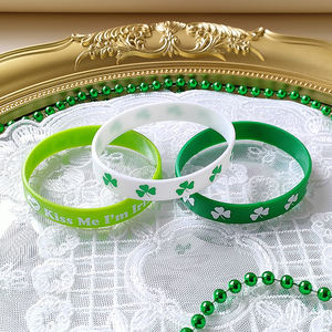 St. Patrick's Day vert trèfle collier de perles en caoutchouc bracelet ensemble trèfle <span class=keywords><strong>irlandais</strong></span> carnaval fête faveurs enfants adultes accessoires - Product Image 6