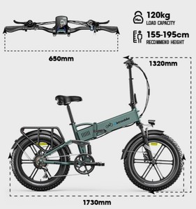 Vélo Pliant Fatbike 20 pouces avec Capteur de Vitesse, Double Amortisseur, Frein à Disque Hydraulique LED 4 pouces, Charge Maximale 120 kg - Expédition Directe depuis l'Usine en Espagne - Product Image 2