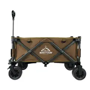 Folding Wagon Cart 600d Oxford Cloth Coarse Steel Tube Off-Road Wheel Adaptable To Mountain/Sand/Grass/Gobi