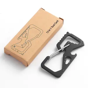 Stylish Gift Carabiner and Keyring Multi Tool Include Bottle Opener Wrench Rope Cutter Screwdrivers EDC Multitool