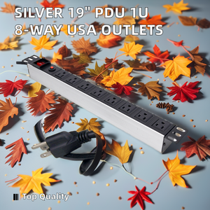 19 "Plata Aleación de aluminio PDU Unidad de distribución de energía Gabinete 1U 8 vías EE. UU. Salidas con protector de sobrecarga - Product Image 3