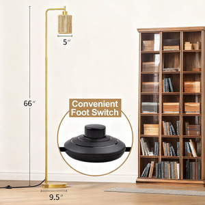 Lámpara de pie industrial dorada, cuerpo de latón, altura ajustable, fuente de luz LED, base E27, para dormitorio, sala de estar, estudio - Product Image 2