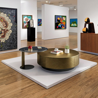 Table basse ronde de ferme italienne moderne rangement en métal doré matériaux en bois pour salon meubles de maison verre matériel