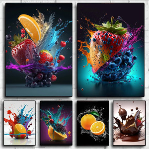 Póster e Impresiones <span class=keywords><strong>de</strong></span> Frutas Frescas Naturales, Pintura en Lienzo <span class=keywords><strong>de</strong></span> Fresas y <span class=keywords><strong>Naranjas</strong></span>, Decoración <span class=keywords><strong>de</strong></span> Cocina, Comedor, Arte <span class=keywords><strong>de</strong></span> Pared - Product Image 1