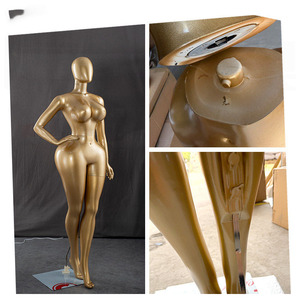 หุ่นโชว์หญิงไซส์ XXL สีขาวเงา สำหรับขายส่ง รูปร่างโค้งเว้า ทำจากโฟม พร้อมฐานตั้งสีทอง - Product Image 2