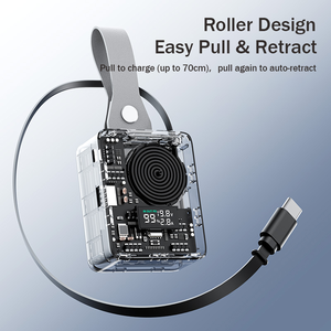 20000mAh 65W Power Bank with Retractable <b>Type</b>-<b>C</b> <b>Cable</b> 45W Input Portable <b>Charger</b> with Digital Display - Product Image 2