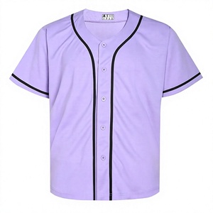 Maillot de baseball unisexe à manches courtes, uni, respirant, anti-humidité, imprimé, boutonné sur le devant, coupe classique, pour adultes, toutes saisons - Product Image 1