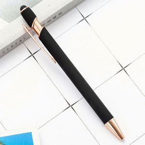 Stylo publicitaire personnalisé de haute qualité avec gravure laser, logo, métal noir, stylet tactile, stylo à bille personnalisé pour entreprise - Product Image 2