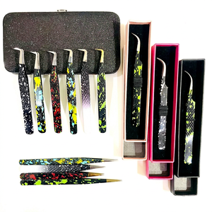 Pinzas Profesionales Premium de Acero Inoxidable para Pestañas, Multicolores, Duraderas, con Agarre Fuerte, Herramienta para Extensión de Pestañas de Salón de Belleza, 12-14 cm - Product Image 1
