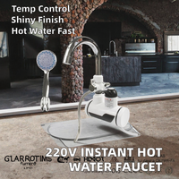 Robinet de cuisine instantané sans réservoir électrique 220V, moderne, en acier inoxydable, à poignée unique, monté sur le plan de travail, chauffe-eau à eau chaude, valve en céramique