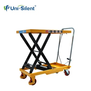 Elevador de tijera doble manual con certificación Uni-Silent CE ISO con almohadilla antideslizante y carro de mesa elevadora hidráulica de 4 ruedas LTD150 - Product Image 2