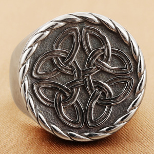 Men's Viking Style Stainless Steel <b>Ring</b> Silver Celtic Knot Design Size 28 Gift Jewelry - Product Image 3