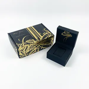 Scatola di cartone ondulata nera personalizzata per imballaggio in scatola di carta e abbigliamento con LOGO