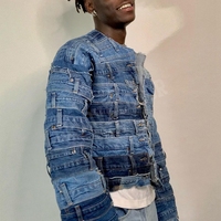 YSJY Fabrication OEM Streetwear Designer personnalisé Mode urbaine Veste en jean bleu patchwork pour hommes