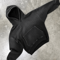 Sweat-shirt thermique unisexe surdimensionné à épaules tombantes, en tricot délavé style vintage, pour homme