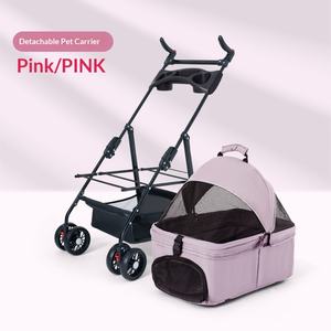 Poussette pour animaux de compagnie (<span class=keywords><strong>chien</strong></span>, chat et bébé) - Utilisation extérieure, 4 roues, légère, pliable, petite <span class=keywords><strong>voiture</strong></span> pour animaux de compagnie pour les voyages - Product Image 4