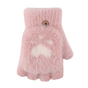 Mitaines en peluche pince <span class=keywords><strong>de</strong></span> <span class=keywords><strong>chat</strong></span>, gants chauds et doux, design mignon, ourson pelucheux, Costume <span class=keywords><strong>de</strong></span> <span class=keywords><strong>chat</strong></span>, demi-doigt, pour femmes, nouvelle collection - Product Image 3