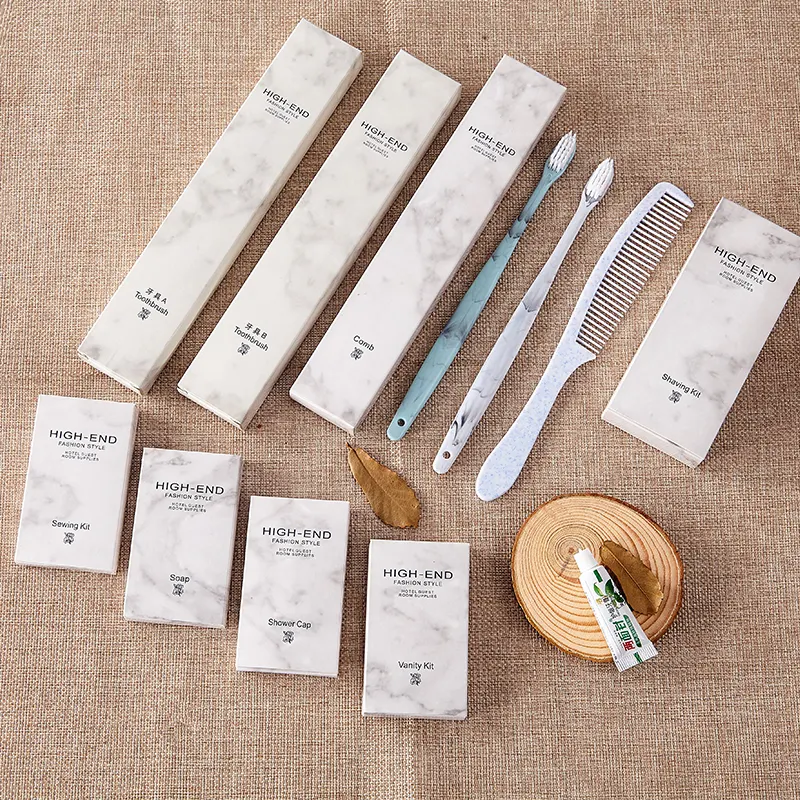 China professional factory luxury high quality packaging 5 star hotel bathroom amenities supplies set disposable