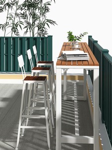 Commerciële <span class=keywords><strong>Outdoor</strong></span> Bar Tafel 1214 Hoge Voet Smalle Tafel En Stoel Combinatie Voor Balkon Buiten Eetmeubilair - Product Image 4