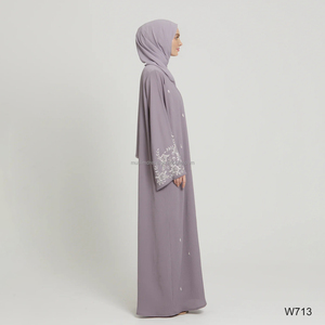 Ensemble Abaya et <span class=keywords><strong>Hijab</strong></span> 2 Pièces Perlé Islamique Aï<span class=keywords><strong>d</strong></span> Ramadan pour Femme – <span class=keywords><strong>Robe</strong></span> Abaya Ouverte Texturée et Ornée de Qualité Supérieure – Vente en Gros - Product Image 5