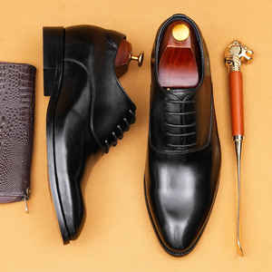 Chaussures habillées décontractées pour hommes en cuir de vache véritable laqué brillant Lefu imperméables respirantes antidérapantes - Product Image 4