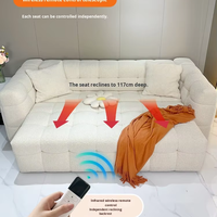 Cremefarbenes Zuckerwatte-Sofa Elektrisches Bett Multifunktionales Ausziehbares Stoffsofa für Kleine Wohnungen Wohnzimmer