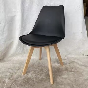 Modern Nordic Wooden Leg Hotel Table and <b>Chairs</b> Custom Color PP Plastic Cushion Seat <b>Tulip</b> Dining <b>Chair</b> - Product Image 1