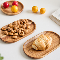 Assiette ovale en bois d'acacia, plateau de service en bois massif naturel avec rebord surélevé pour les collations, les fruits, le pain, les desserts