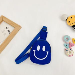 Grosir 6 warna pola wajah senyum Mini lucu tas selempang warna permen perempuan tas pinggang Dompet tas dada bayi - Product Image 6