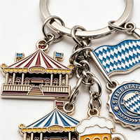Porte-clés vintage en alliage de zinc avec breloques drapeau et carrousel, souvenir de Munich