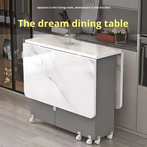 Offerta Speciale Tavolo da Pranzo Pieghevole Moderno Multifunzione Mobile Allungabile Semplice Rettangolare per Piccoli Appartamenti - Product Image 2