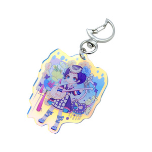 Factory Customized Classical Beauty Holographic Double Sided Acrylic Keychain for Commemorative Travel