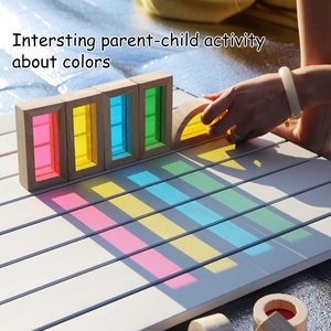 Arcobaleno sensoriale blocchi di costruzione in legno per i più piccoli educativi in età prescolare giocattolo 1:8 scala moto giocattolo per bambini - Product Image 3