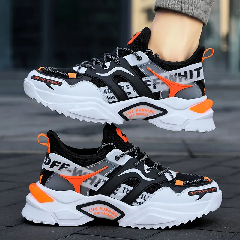 New design fashion luminous lace up male running chaussures sneakers walking style sports shoes men