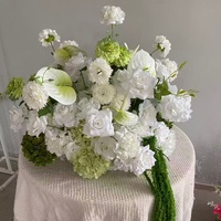 Novedad: Adornos para Salón de Bodas, Suministros Florales para Centro de Mesa de Fiesta de Cumpleaños, Flores de Seda Blancas y Verdes para Pasillo de Eventos de Boda
