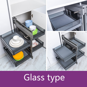 Cajón organizador modular de <span class=keywords><strong>2</strong></span> niveles y 4 piezas para debajo del fregadero, cesta extraíble para cocina, esquina mágica para armario de cocina - Product Image 4