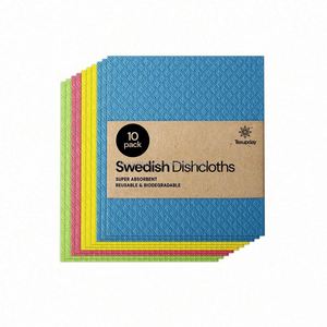 Vente en gros de chiffons à vaisselle suédois écologiques biodégradables personnalisés avec logo, chiffons de nettoyage pour la cuisine - Product Image 3