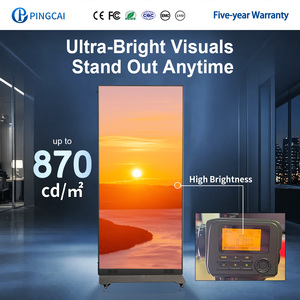 Pingcai P4 Portable Foldable Led Poster Display Indoor Digital <b>Folding</b> <b>Screens</b> Banner Video Wall P4 Seamless Stitching Single De - Product Image 4