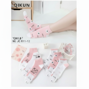 Calcetines deportivos informales de algodón peinado para mujer, talla única, transpirable, desechable, bordado, personaje de dibujos animados para invierno - Product Image 1