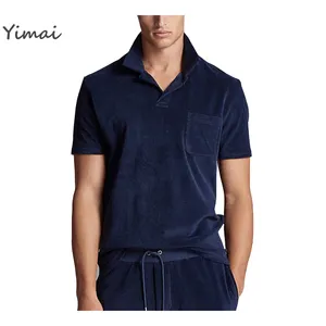 OEM Service Custom High Quality Summer Navy French Terry Towelling Casual Polo Shirt For Man