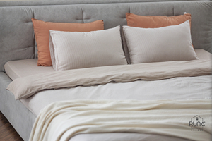 Brown <b>Striped</b> Home <b>Bedding</b> Premium Cotton <b>Bedding</b> <b>Set</b> Pre-Washed 4 PCS Brown <b>Striped</b> Color Pattern 2 Pillow Case Duvet Cover Fit - Product Image 4