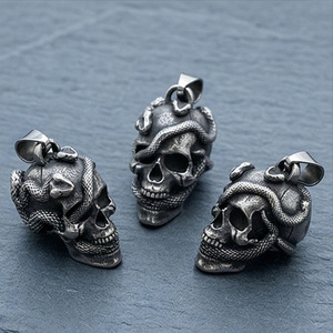 Collar con colgante de acero inoxidable con calavera de serpiente yunnique para hombre, joyería de estilo Hip Hop - Product Image 4