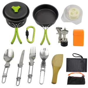 Benutzer definierte Aluminium Camp Cook Set Aluminium Kochgeschirr Maschine Outdoor Picknick Kochgeschirr Set