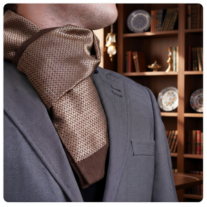 Exve Exclusive Elegant Double-Sided Bronze <b>Brown</b> Self-Patterned Jacquard Woven Traditional Turkey Scarf & Shawl - Product Image 3