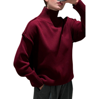Pull-over confortable oversize à col roulé factice pour femme, collection automne 2026, tunique tricotée avec coutures