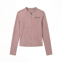 Veste de sport pour femme Jaoon, taille plus, coupe classique, manches longues, imprimé uni, simple, pour yoga et gym, en spandex/polyester, coupe-vent