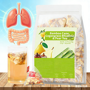 Thé de poire artisanal premium en canne de bambou de qualité alimentaire, 12g x 20 sachets pyramidaux, apaisant pour la gorge, hydratant pour soulager la sécheresse - En stock - Product Image 1