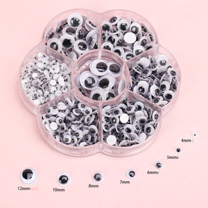 Ojos redondos de plástico negro de primera calidad para manualidades DIY, ojos ondulados de seguridad, recién llegados, ojos saltones autoadhesivos para decoraciones navideñas - Product Image 1